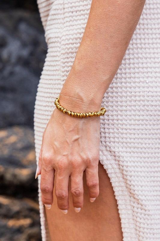 18K STAINLESS STEEL TWISTED BEAD BRACELET