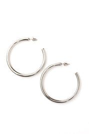 Silver OneSize 14K STAINLESS STEEL OPEN HOOP EARRINGS | Earrings Daverri Fashions