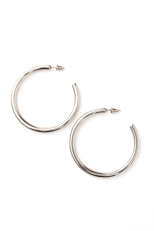14K STAINLESS STEEL OPEN HOOP EARRINGS Silver OneSize Earrings