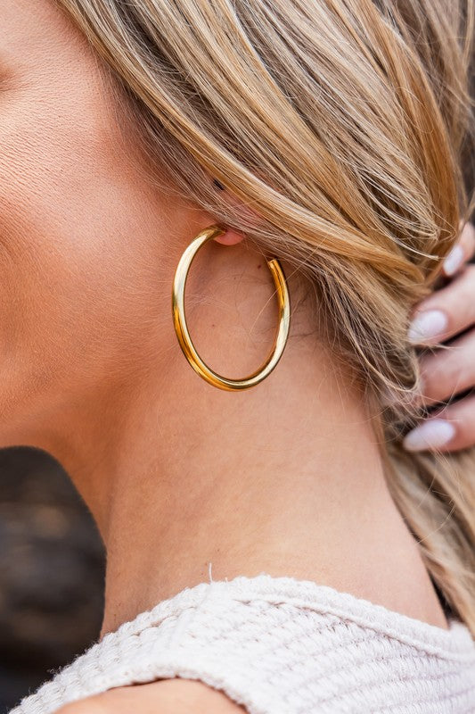 14K STAINLESS STEEL OPEN HOOP EARRINGS Gold OneSize Earrings