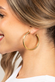 14K STAINLESS STEEL OPEN HOOP EARRINGS | Earrings Daverri Fashions