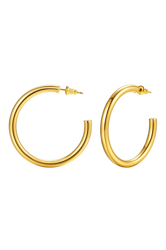 14K STAINLESS STEEL OPEN HOOP EARRINGS Earrings