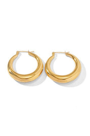 18K STAINLESS STEEL MOD HOOP EARRINGS | Daverri Fashions