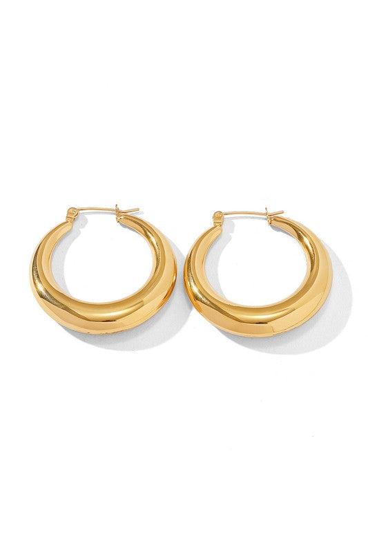 18K STAINLESS STEEL MOD HOOP EARRINGS | Daverri Fashions