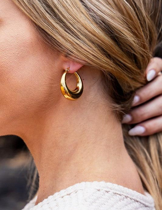 18K STAINLESS STEEL MOD HOOP EARRINGS | Daverri Fashions