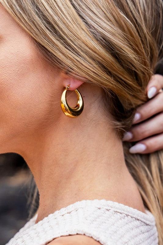 18K STAINLESS STEEL MOD HOOP EARRINGS | Daverri Fashions