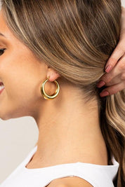 18K STAINLESS STEEL MOD HOOP EARRINGS | Daverri Fashions