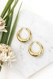 18K STAINLESS STEEL MOD HOOP EARRINGS | Daverri Fashions