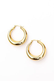 18K STAINLESS STEEL MOD HOOP EARRINGS | Daverri Fashions