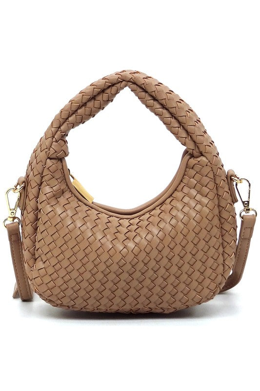 Woven Mini Hobo Shoulder Bag STONE one