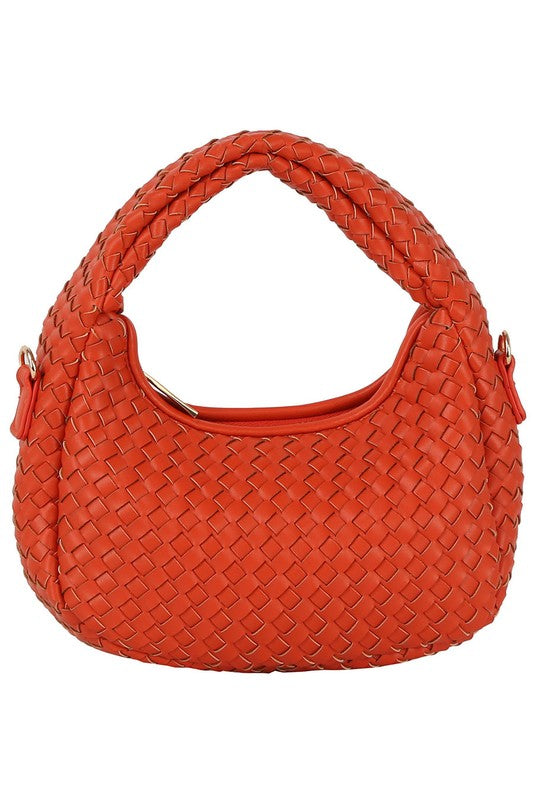 Woven Mini Hobo Shoulder Bag BURNT ORANGE one