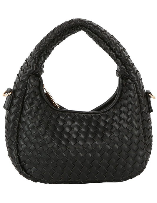 BLACK one Woven Mini Hobo Shoulder Bag | Daverri Fashions