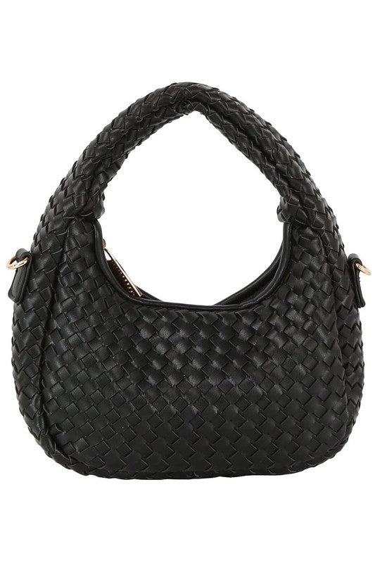 Woven Mini Hobo Shoulder Bag BLACK one