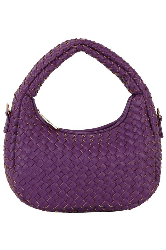 Woven Mini Hobo Shoulder Bag Purple one