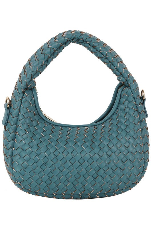 Woven Mini Hobo Shoulder Bag D BLUE one