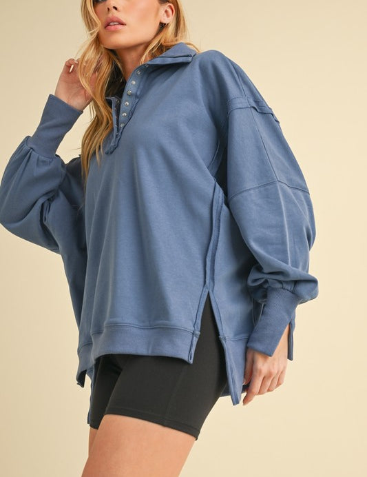 Tamika Henley Sweatshirt | Daverri Fashions