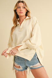 MILK S Tamika Henley Sweatshirt | Daverri Fashions