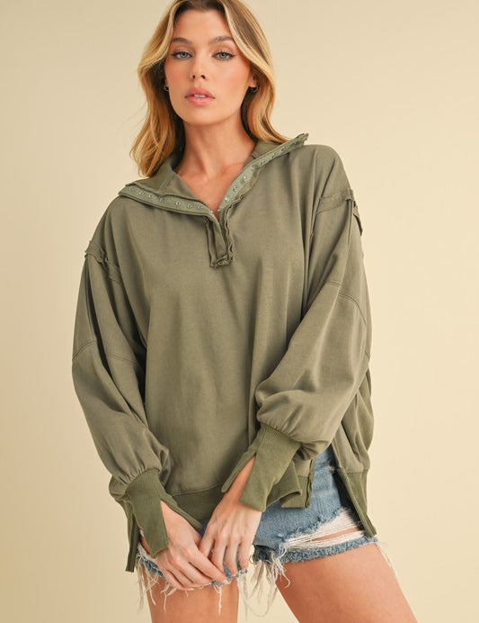 Tamika Henley Sweatshirt | Daverri Fashions
