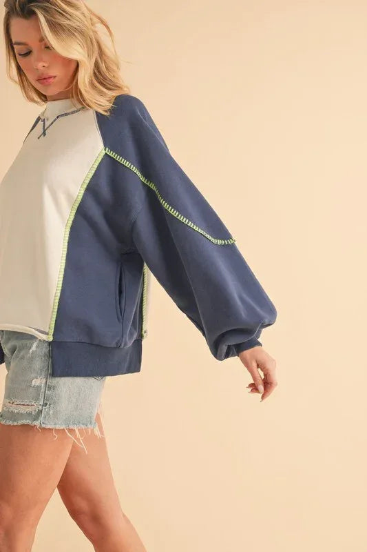 Nya Colorblock Sweatshirt - DAVERRI FASHIONS