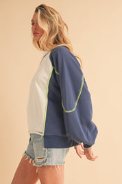 BLUE WHITE S Nya Colorblock Sweatshirt | Sweatshirts Daverri Fashions