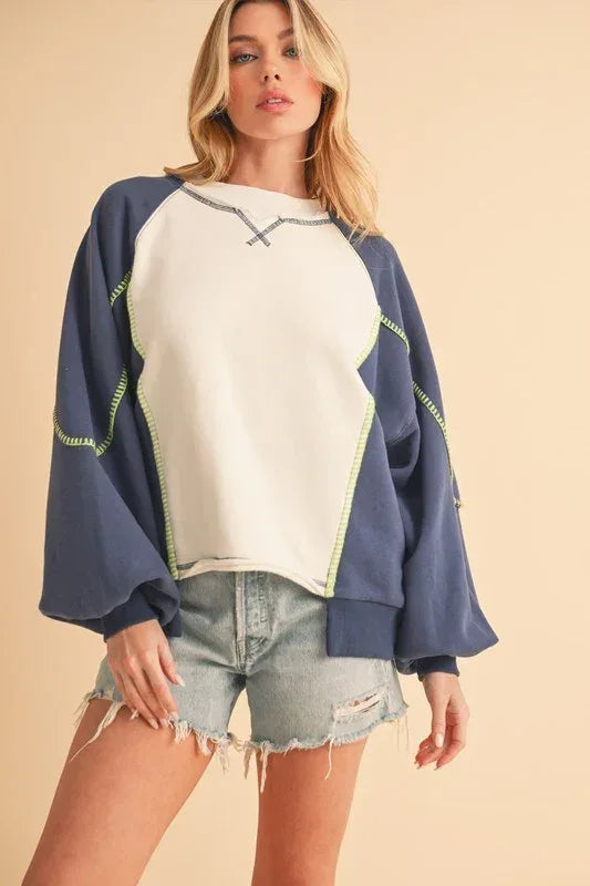 Nya Colorblock Sweatshirt - DAVERRI FASHIONS