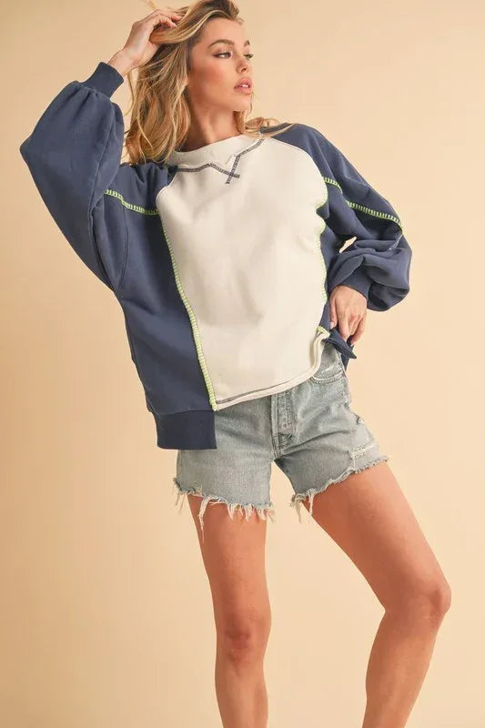 Nya Colorblock Sweatshirt - DAVERRI FASHIONS