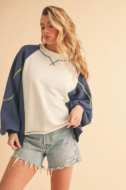Nya Colorblock Sweatshirt - DAVERRI FASHIONS