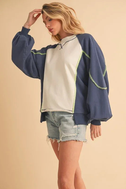 Nya Colorblock Sweatshirt - DAVERRI FASHIONS