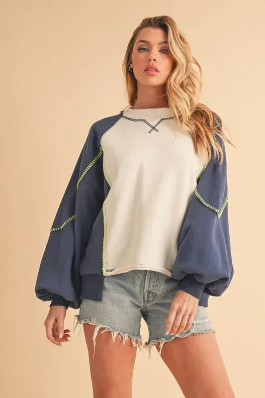 Nya Colorblock Sweatshirt - DAVERRI FASHIONS