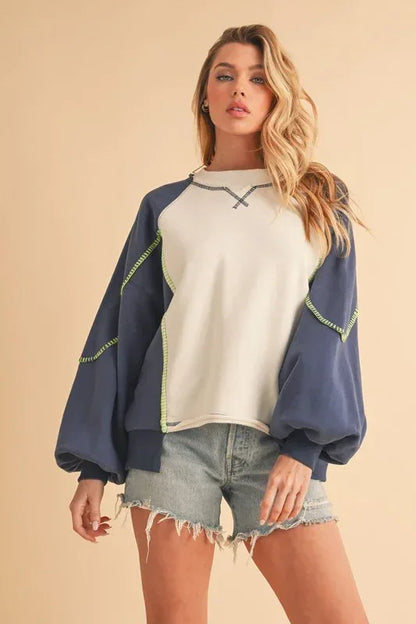 Nya Colorblock Sweatshirt - DAVERRI FASHIONS