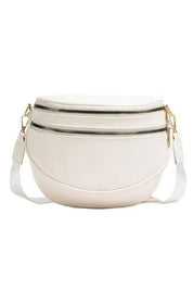 Sabrina Double Zip Leather Crescent Sling | Daverri Fashions