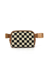 Alva Mixed Media Check Sling Belt Bum Bag | Daverri Fashions
