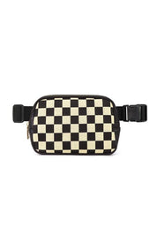 Alva Mixed Media Check Sling Belt Bum Bag | Daverri Fashions