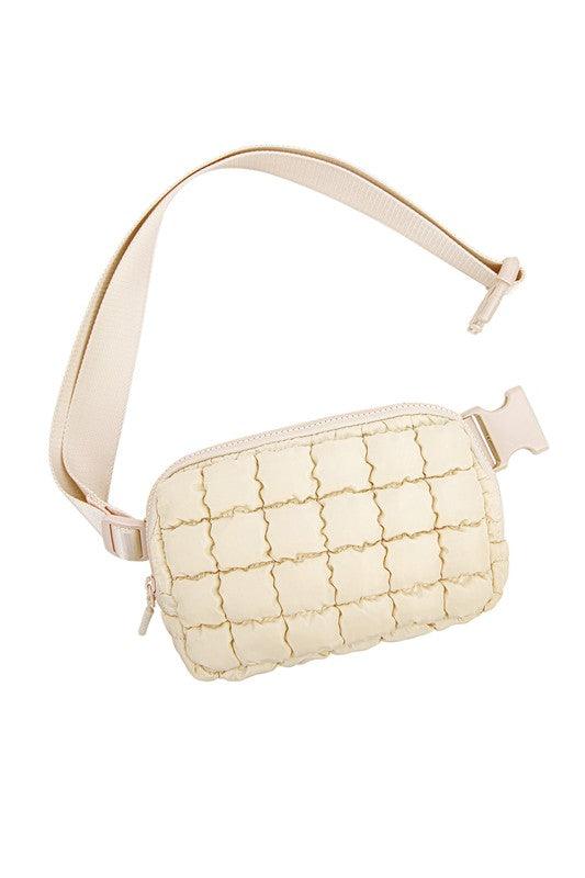 Evyn Quilted Puffer Sling Belt Bum Bag | Daverri Fashions