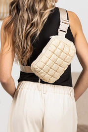 Evyn Quilted Puffer Sling Belt Bum Bag | Daverri Fashions