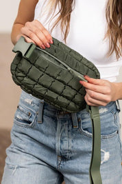 Evyn Quilted Puffer Sling Belt Bum Bag | Daverri Fashions