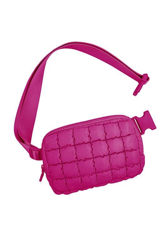 Evyn Quilted Puffer Sling Belt Bum Bag | Daverri Fashions