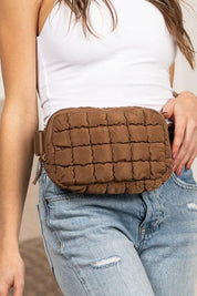Evyn Quilted Puffer Sling Belt Bum Bag | Daverri Fashions
