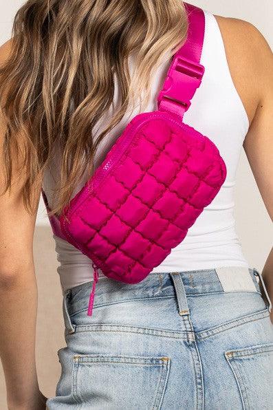 Evyn Quilted Puffer Sling Belt Bum Bag | Daverri Fashions