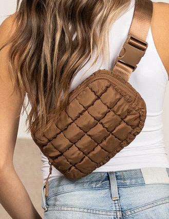 Evyn Quilted Puffer Sling Belt Bum Bag | Daverri Fashions
