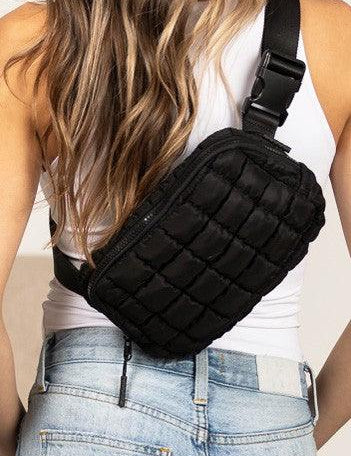 Evyn Quilted Puffer Sling Belt Bum Bag | Daverri Fashions