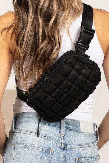 Evyn Quilted Puffer Sling Belt Bum Bag | Daverri Fashions