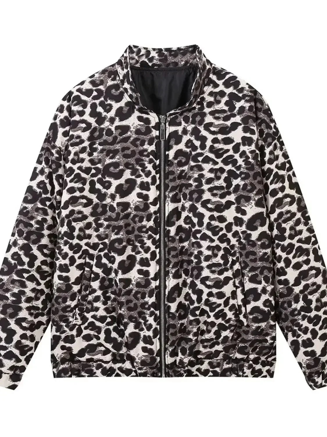 Leopard Print Oversized Bomber Jacket - DAVERRI FASHIONS