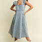 Jade By Jane Ruffled Denim Midi Dress - DAVERRI FASHIONS