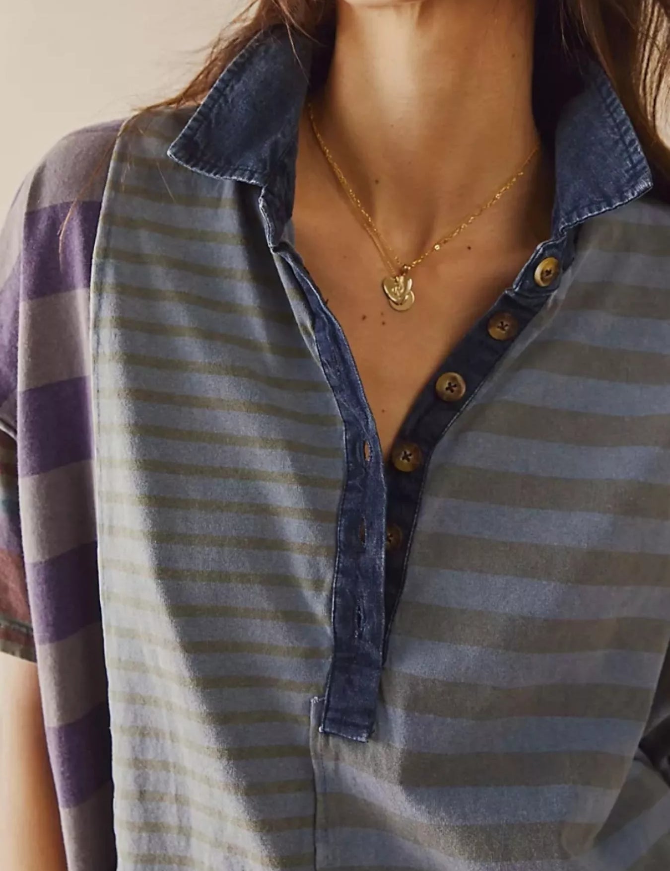 Striped Oversized Half Button Shirt Dress | Mini Dresses Daverri Fashions