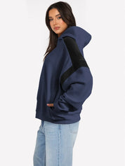 Contrast Dropped Shoulder Long Sleeve Hoodie | Sweatshirts Daverri Fashions