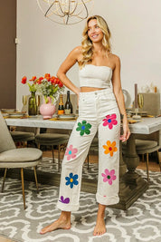 BiBi Flower Print Straight Legs Pants | Pants Daverri Fashions