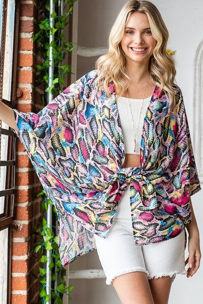 Heimish Full Size Multi Color Snake Open Cardigan Plus Size Cardigans