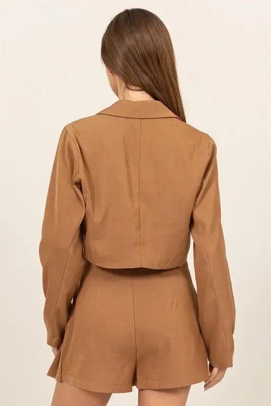 HYFVE Cropped Button-Down Blazer - DAVERRI FASHIONS