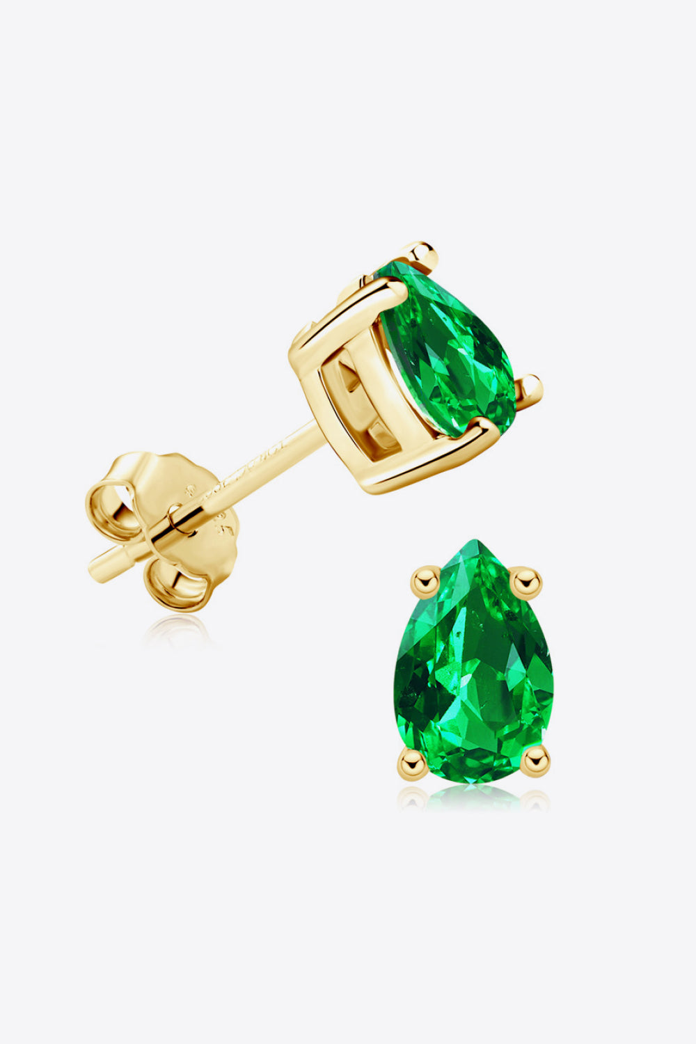 Gold One Size Lab-Grown Emerald Stud Earrings | Earrings Daverri Fashions